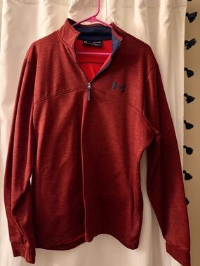 Under Armour Burgundy Half-Zip Pullover with Navy Logo